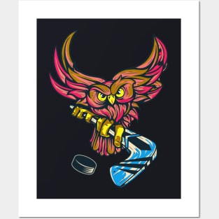 Ice Hockey Owl Posters and Art